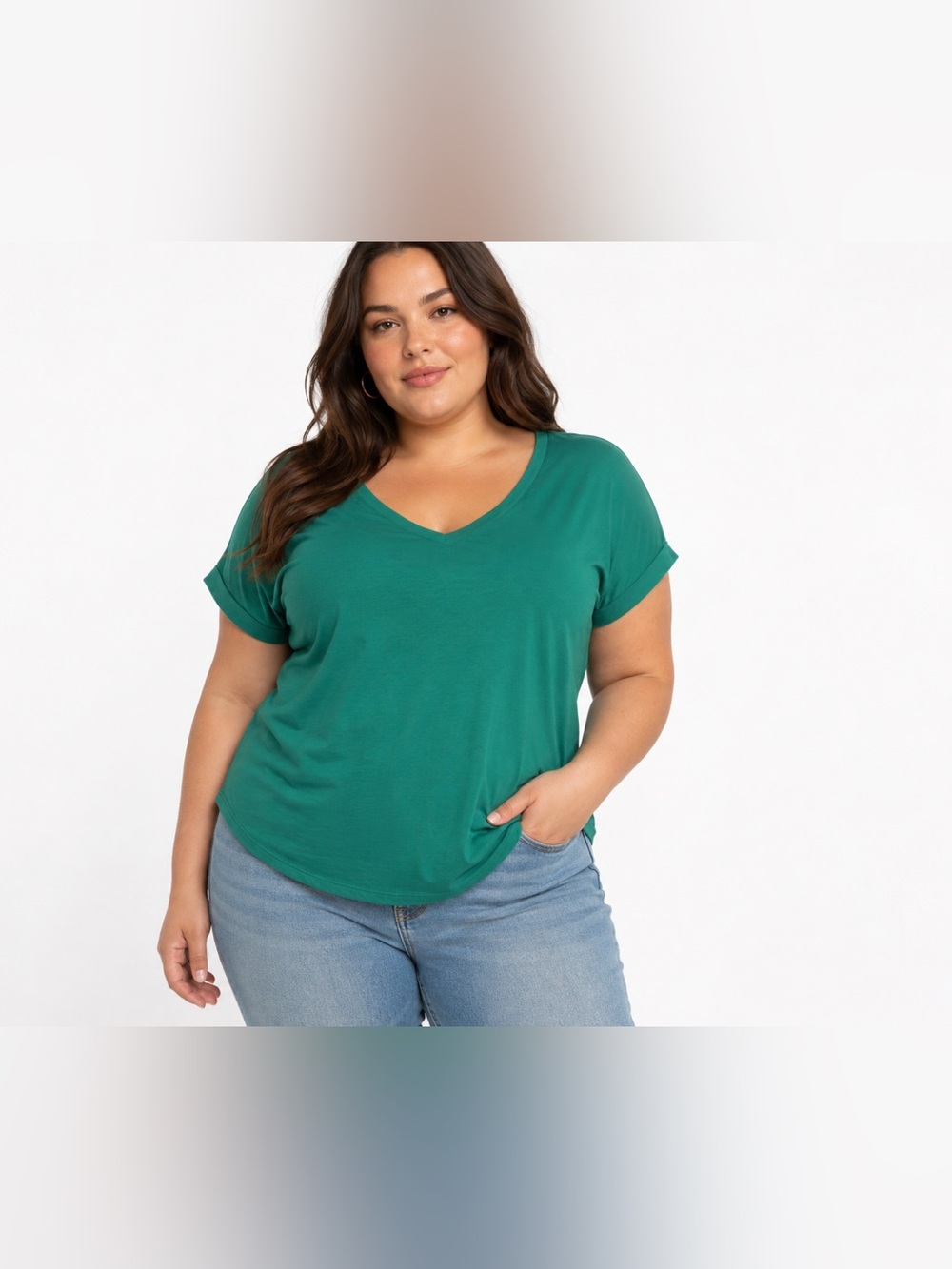 Mondetta Women’s V Neck Blouse in Deep Teal Sz XXL/1X